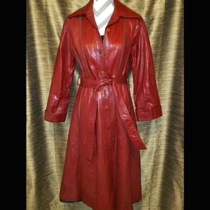 VTG Wilson's Burgundy Wine Leather Trench Coat